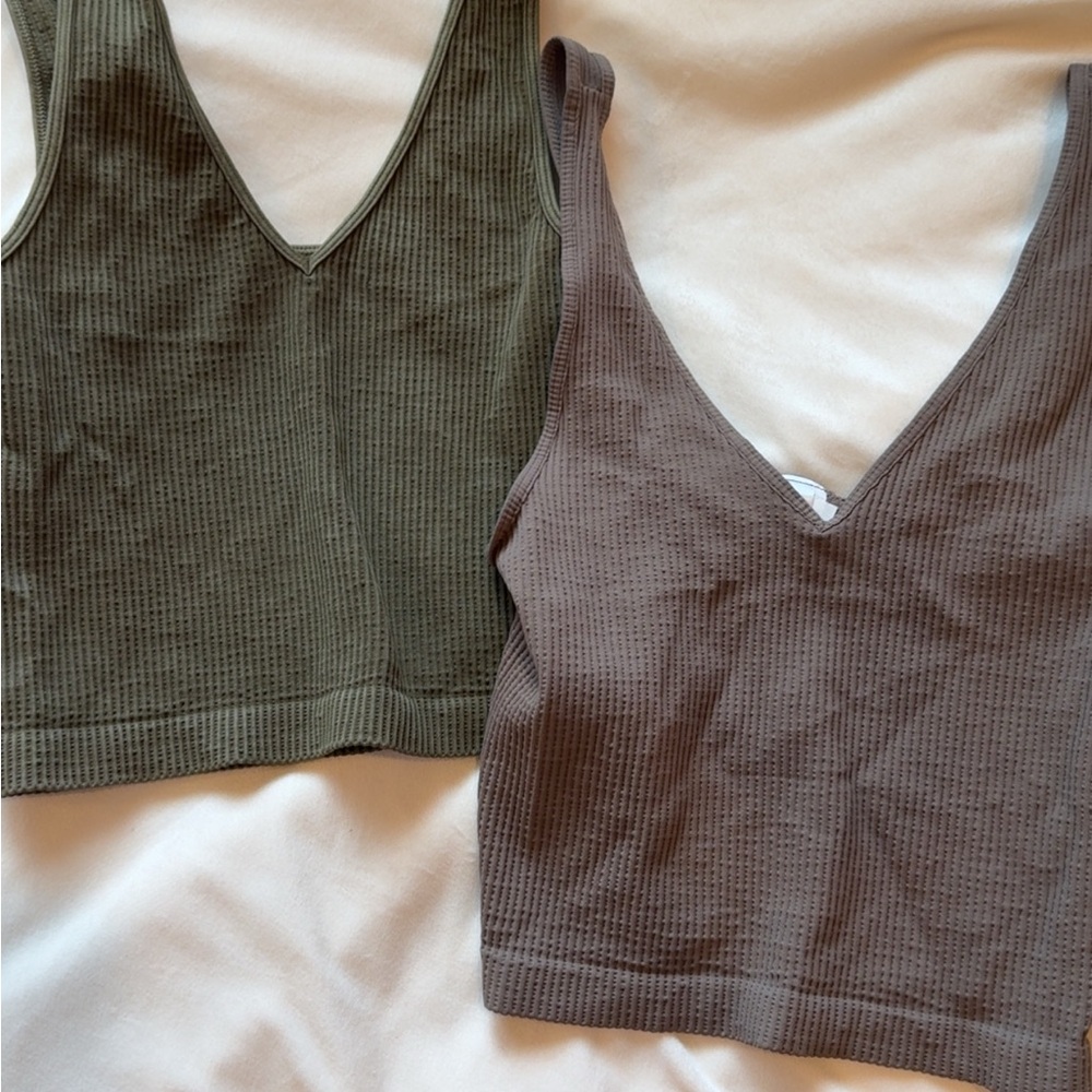 Nikibiki Green Ribbed and Grown Ribbed Tank Top